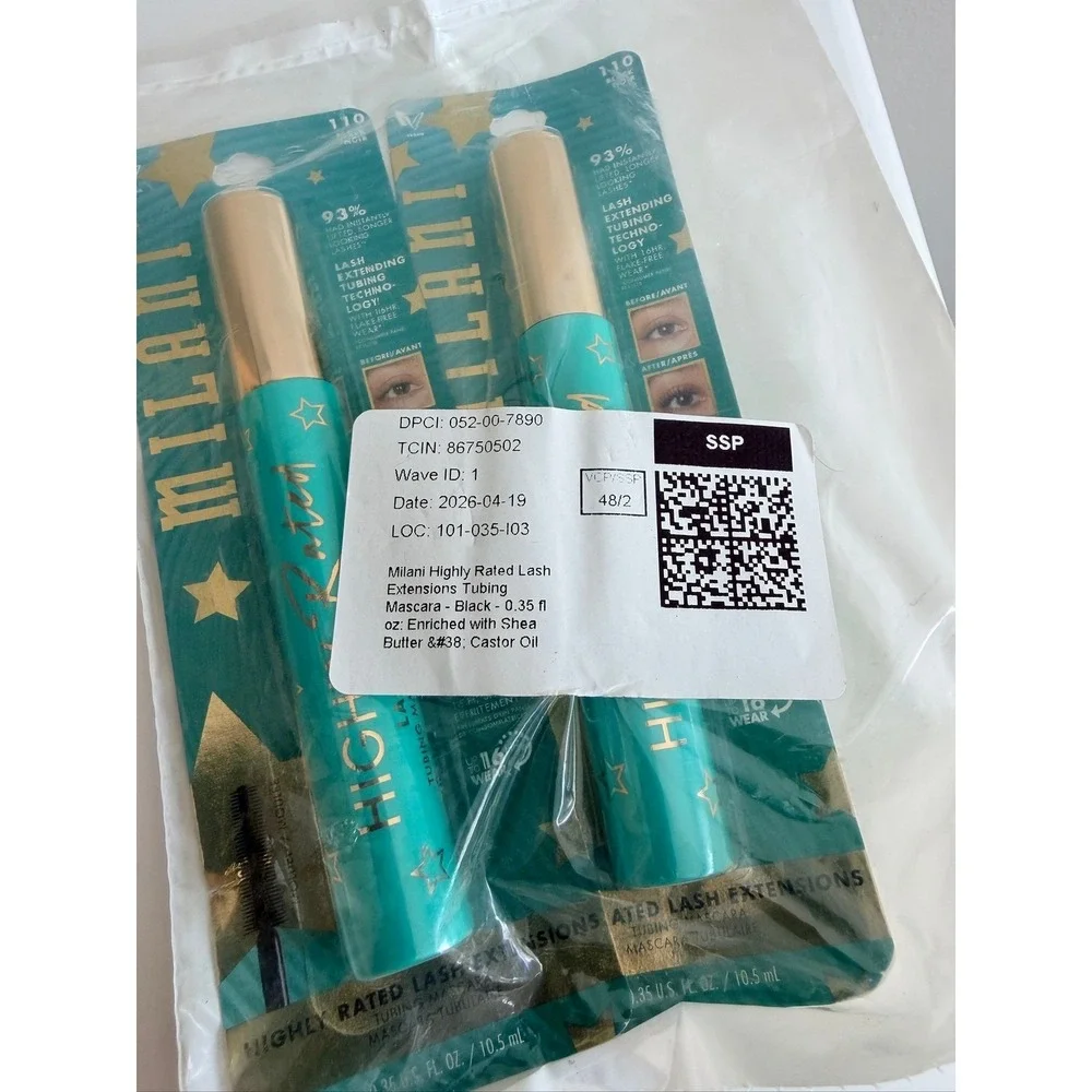 Milani Tubing Mascara Womens 0.35oz Black 110 Lash Extensions 2-Pack NWT